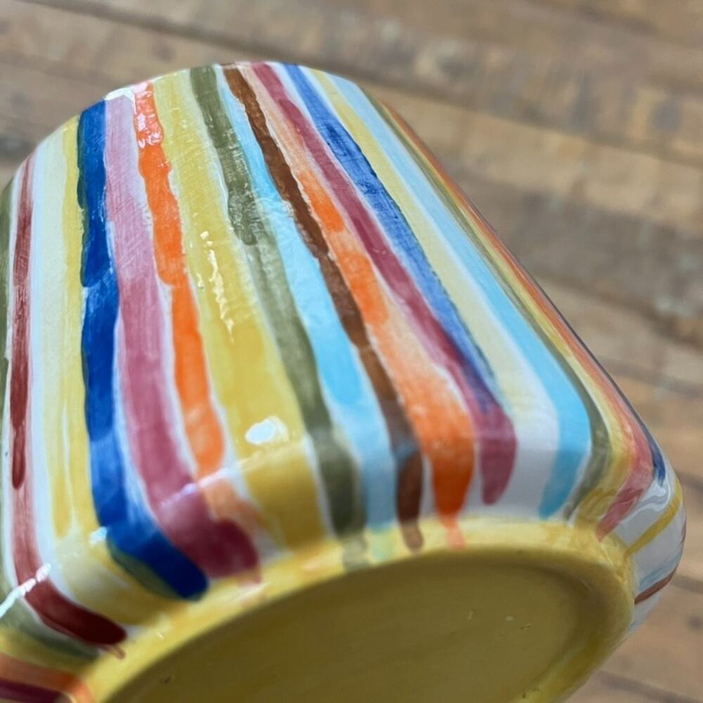 Handmade Ceramic Coffee Mug Rainbow Brush Strokes Design Artist Signed - Picture 6 of 12